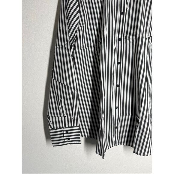 NWT Worthington Womens Top Sz XXL White Black Striped Long Sleeve Button Up - Picture 3 of 10